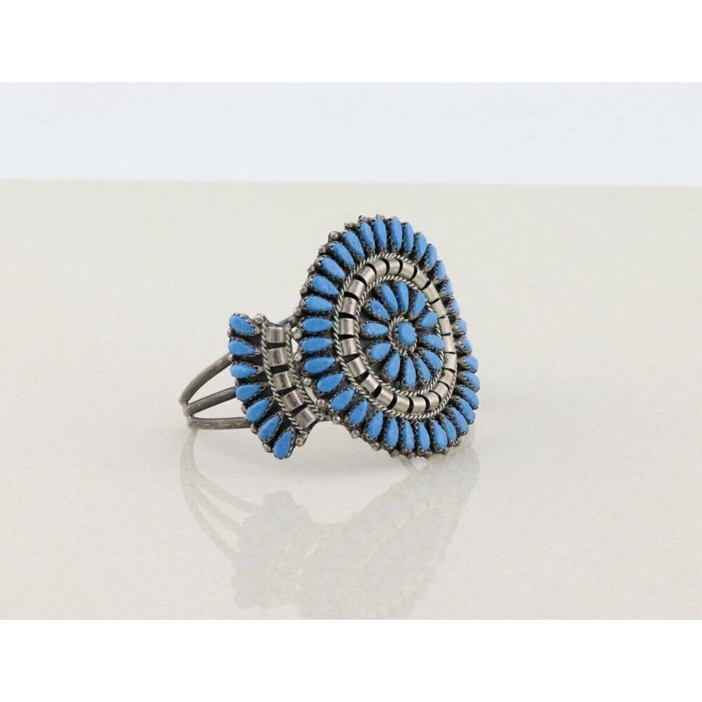 Sterling Silver Lapis Lazuli Cuff Bracelet M B Sterling 6 1/2" adjustable - Picture 9 of 9